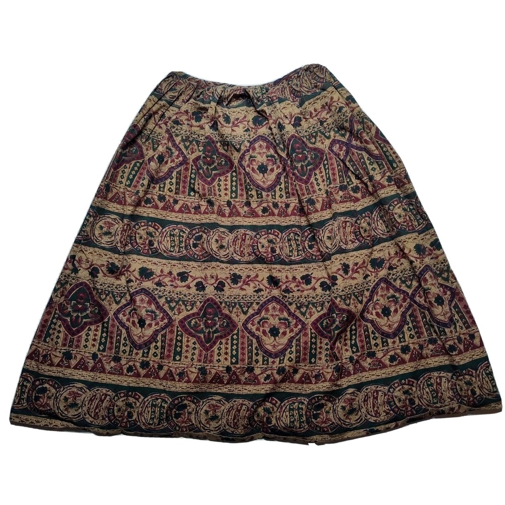 VTG J.G. HOOK Women Petites Size 4P Brown Floral‎ AOP  26"  Skirt